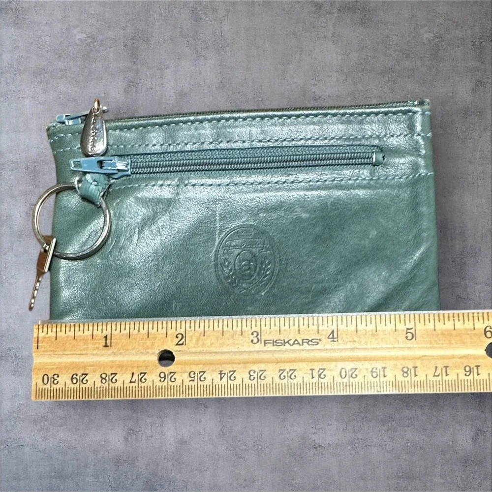2 La Garde Leather Coin Purse Pouch Set  Green Good Vintage Kiss Lock‎ Key